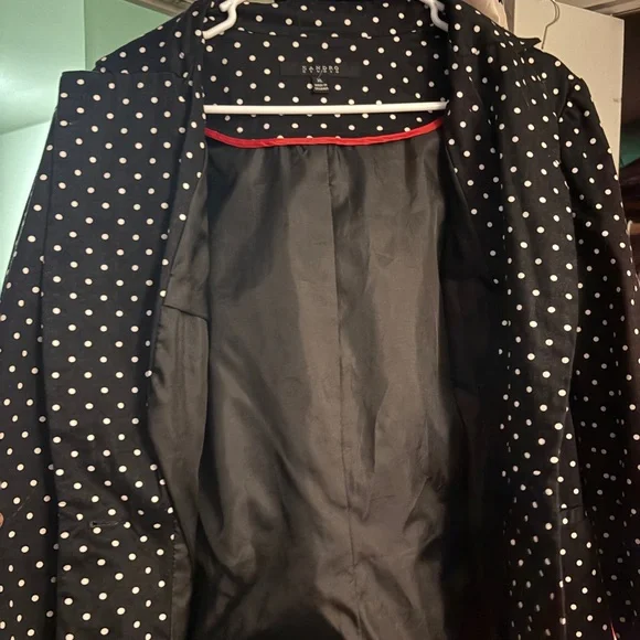 Sandro Black Polka Dot Blazer with Red Trim - Picture 1 of 3